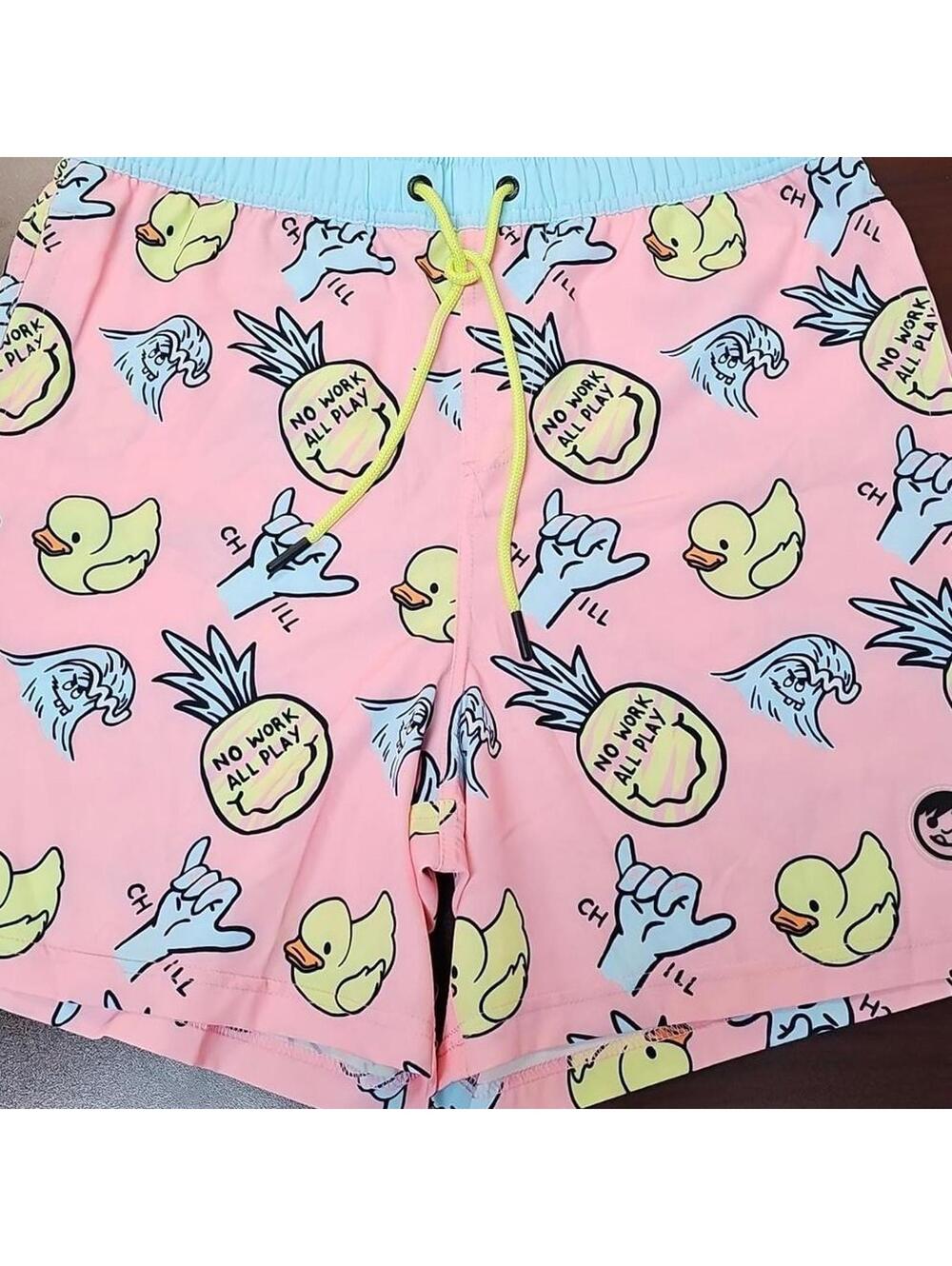 Neff Men's Novelty Print Swim Trunks with Stretch  7" Inseam Size L